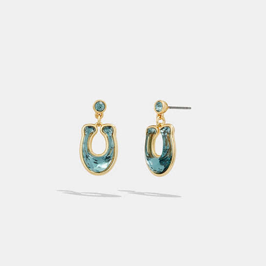 CG137 - Faceted Crystal Signature Drop Earrings Light Blue