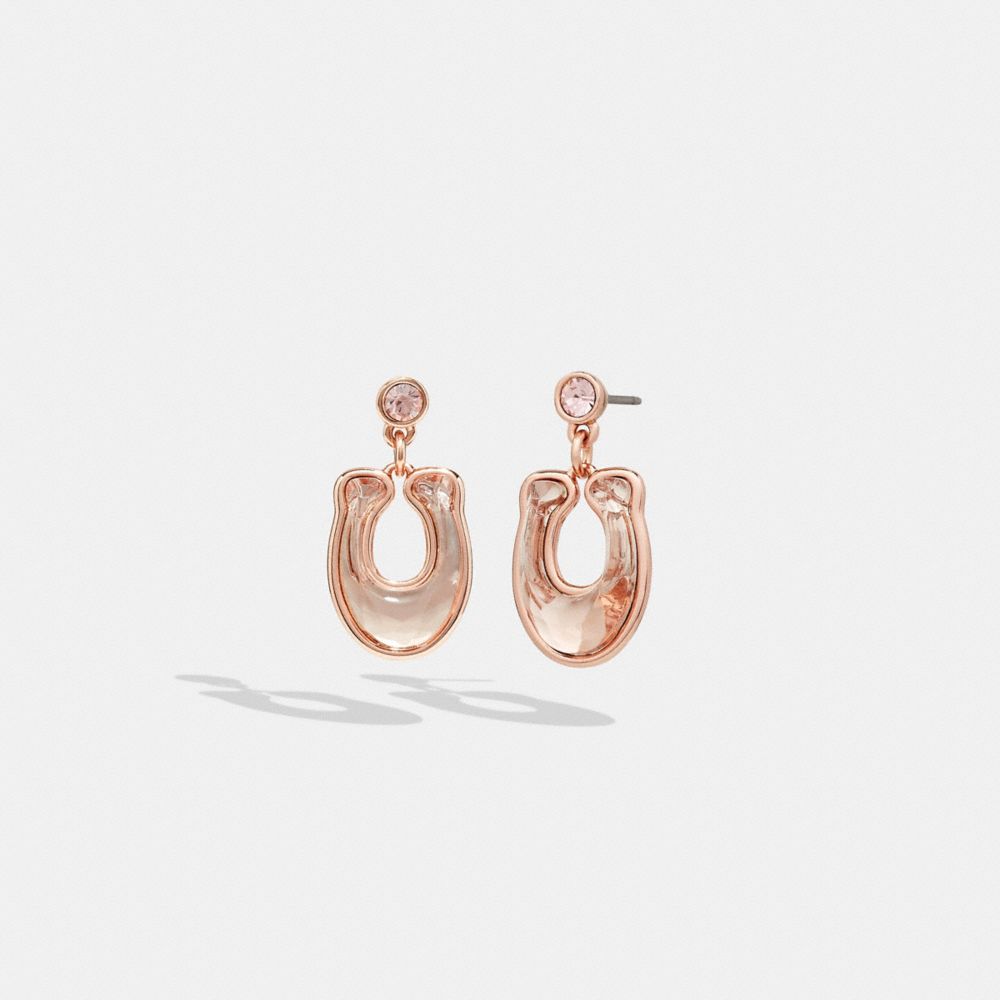 CG137 - Faceted Crystal Signature Drop Earrings Pink