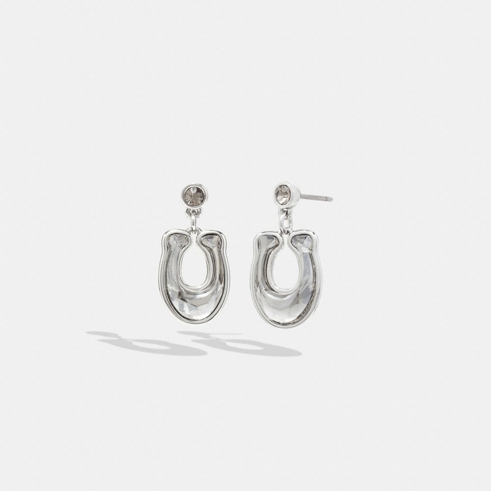CG137 - Faceted Crystal Signature Drop Earrings Silver