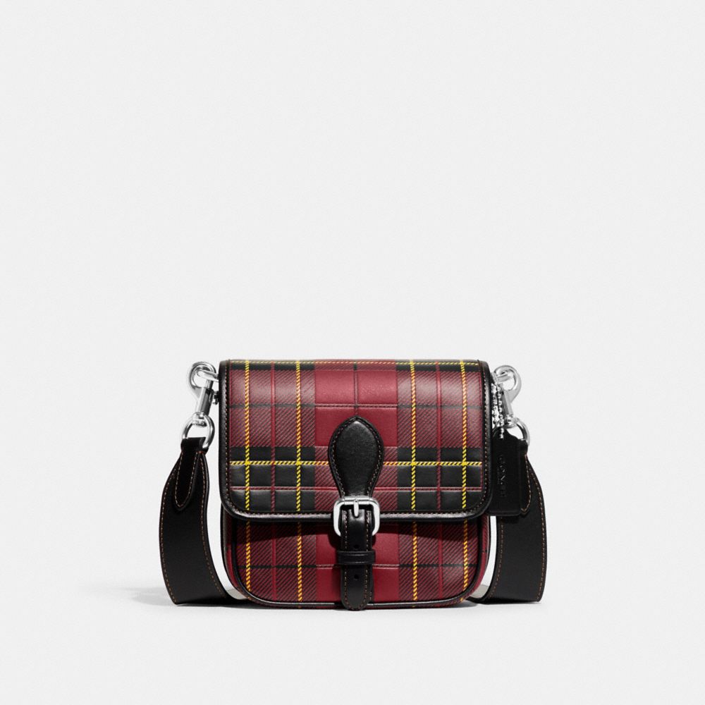 COACH CG146 Frankie Crossbody 18 With Plaid Print CHERRY MULTI