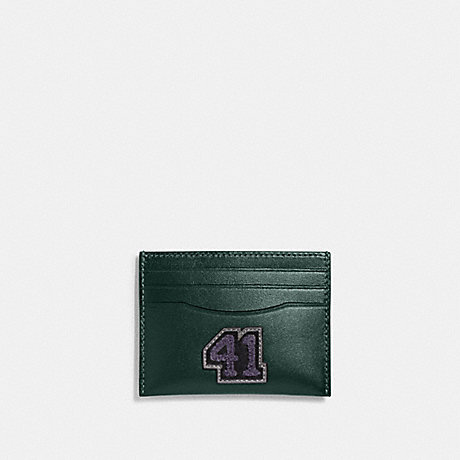 COACH CG148 Card Case With Varsity Patch Forest Multi