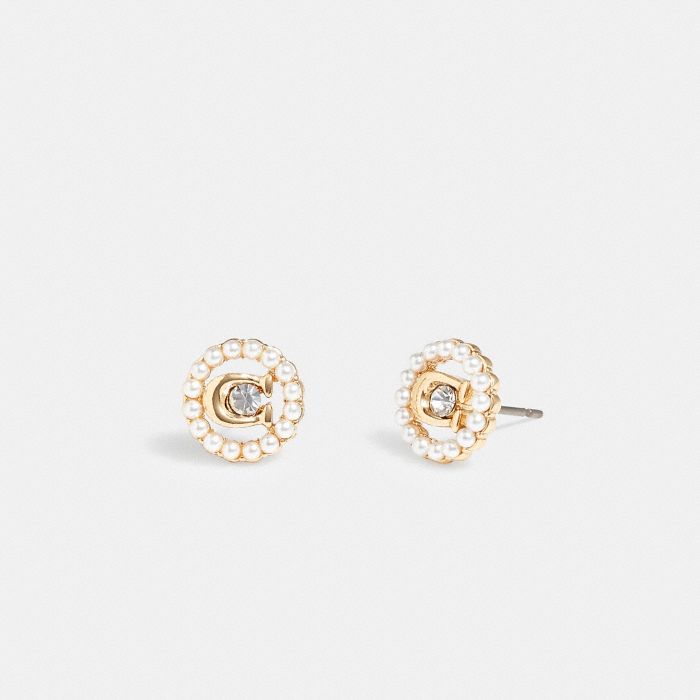 SIGNATURE CRYSTAL PEARL STUD EARRINGS