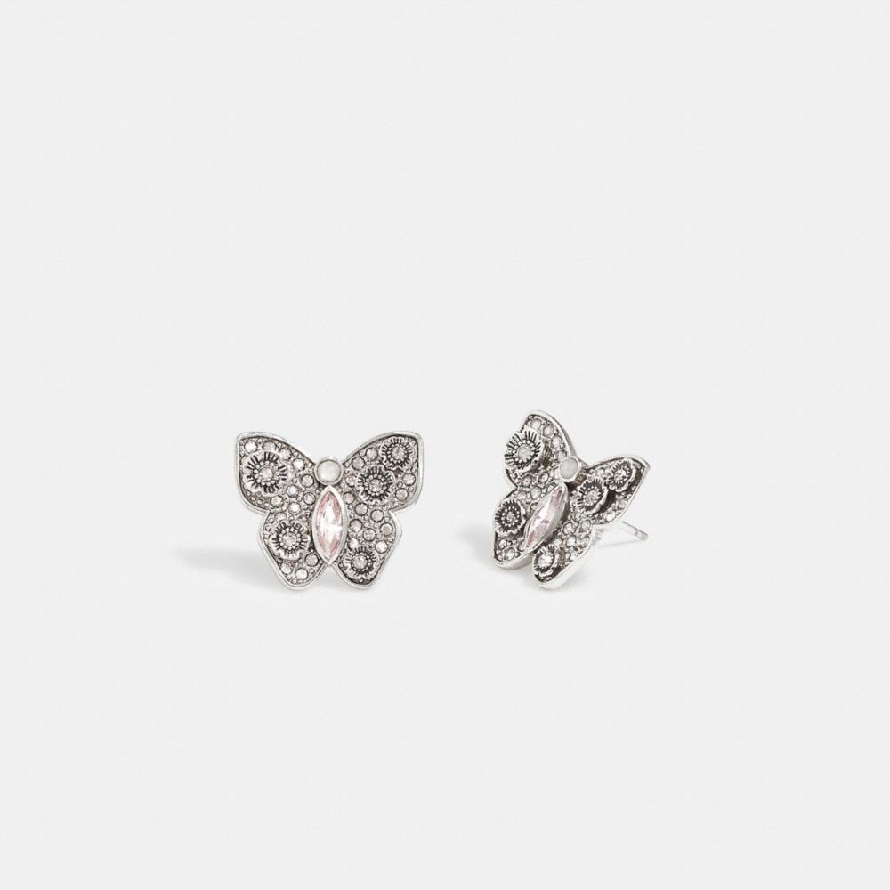 COACH CG164 Butterfly Stud Earrings Silver
