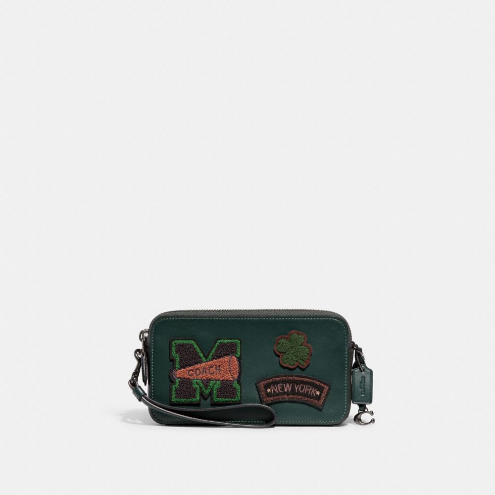 Kira Crossbody With Varsity Patches - CG168 - Pewter/Forest