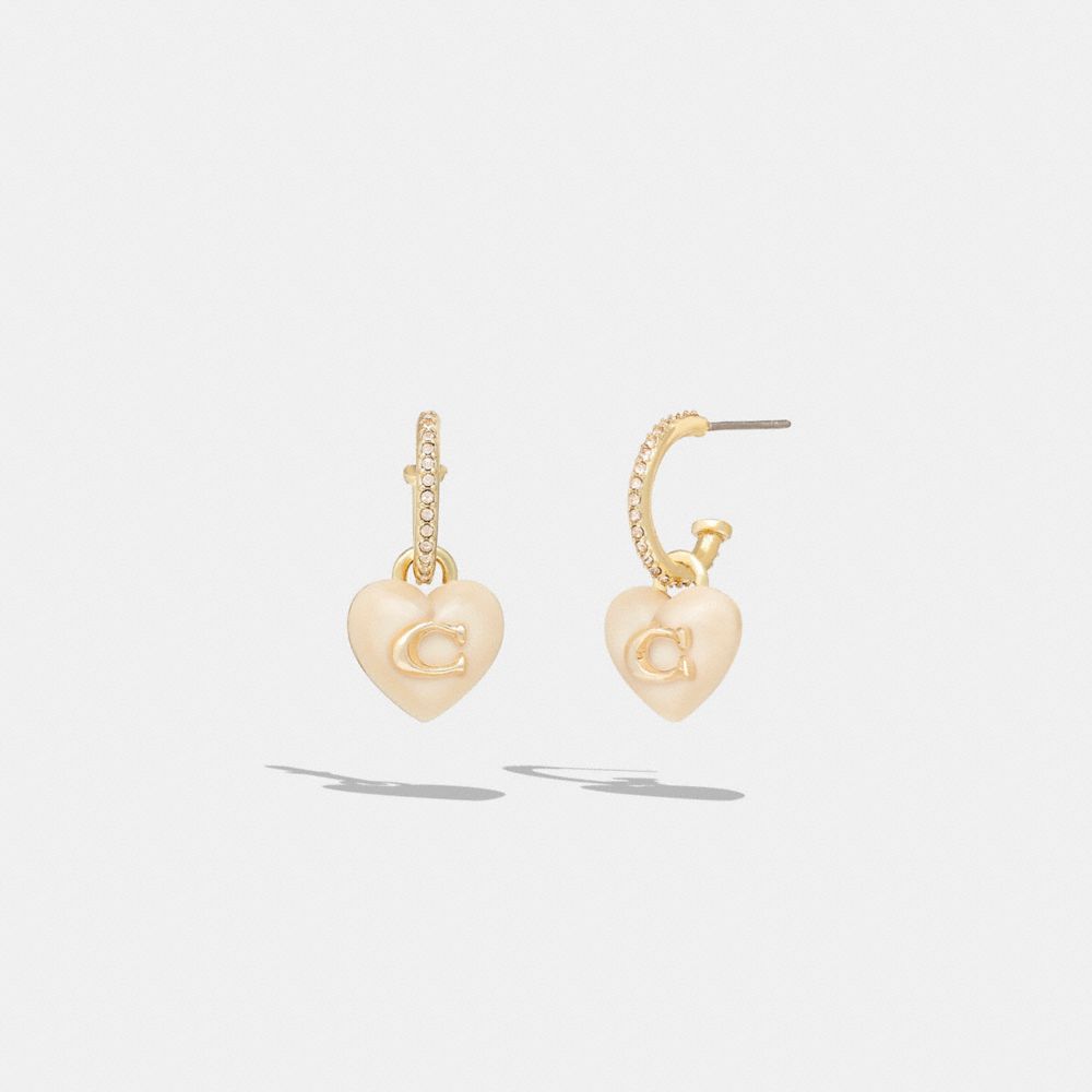 CG170 - Signature Heart Pavé Huggie Earrings Gold/Blush