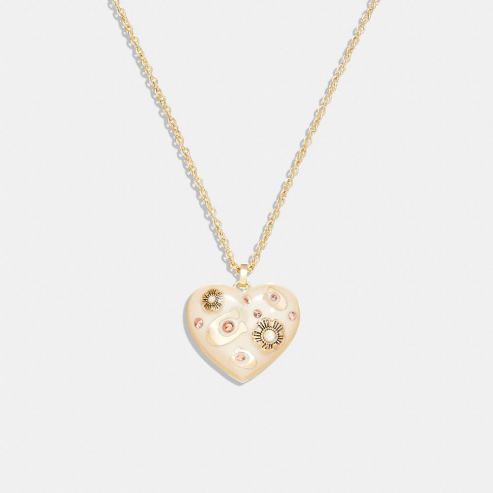 CG172 - Signature Heart Pendant Necklace  Gold/Blush