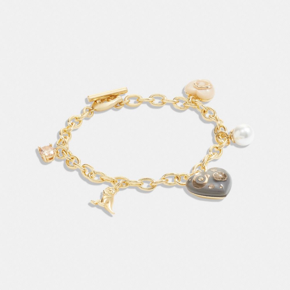 CG173 - Signature Heart Charm Bracelet Gold/Grey