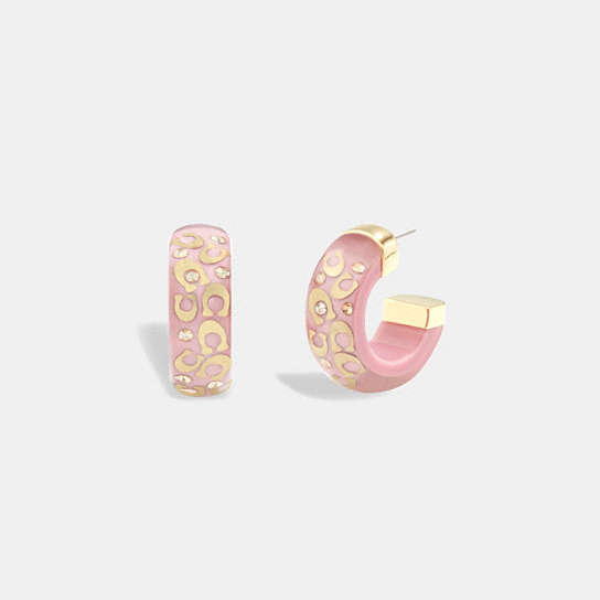 CG174 - Signature Chunky Hoop Earrings Gold/Pink
