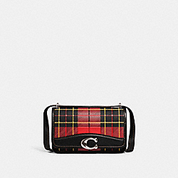 COACH CG178 Bandit Crossbody With Plaid Print SILVER/SPORT RED MULTI