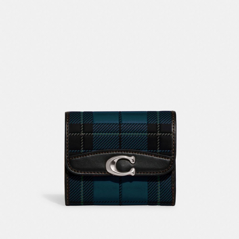 COACH CG183 Bandit Wallet With Plaid Print Silver/Green Multi