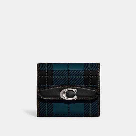 CG183 - Bandit Wallet With Plaid Print Silver/Green Multi