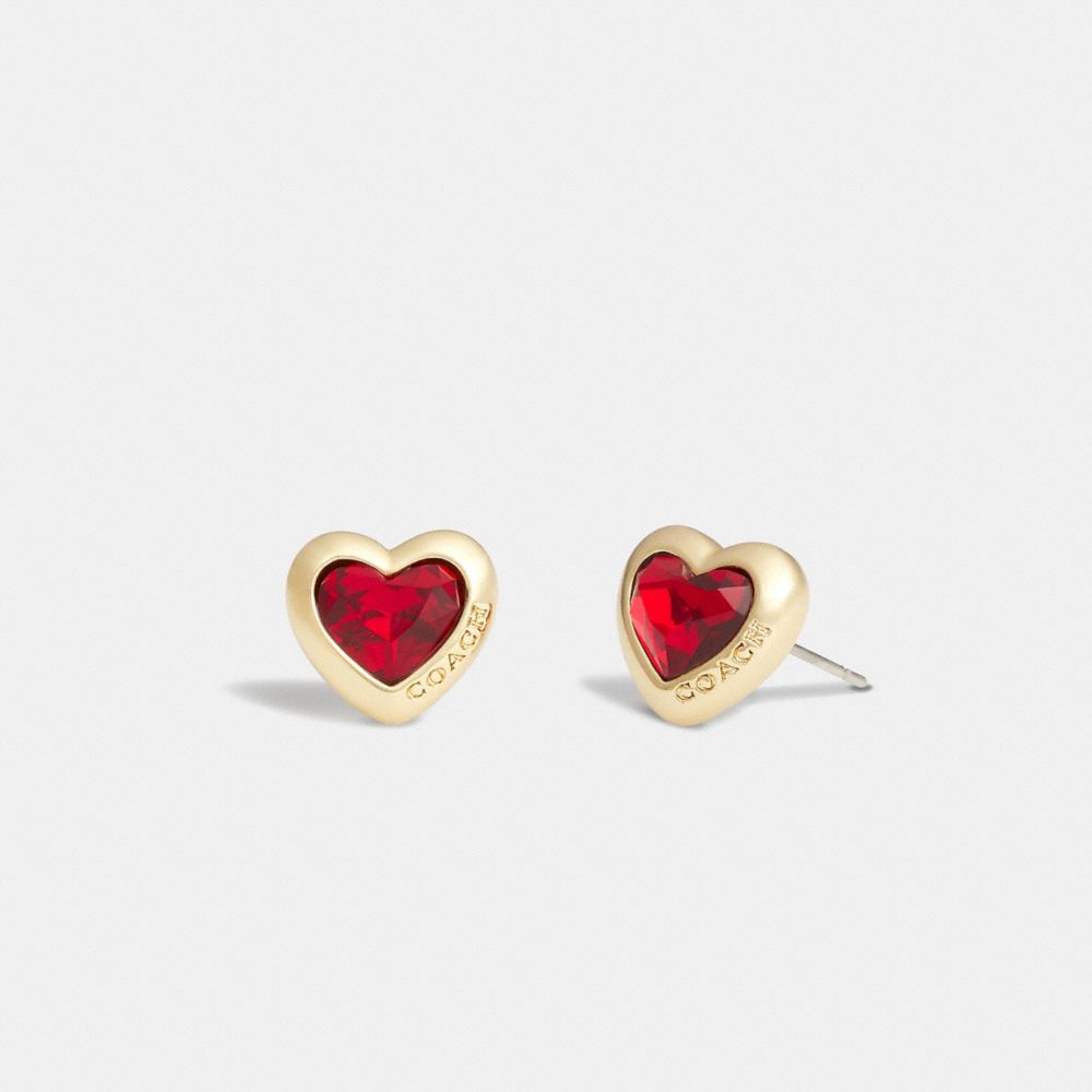 CG187 - Heart Stud Earrings Gold/Red