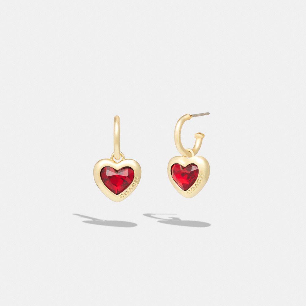 CG188 - Heart Huggie Earrings Gold/Red