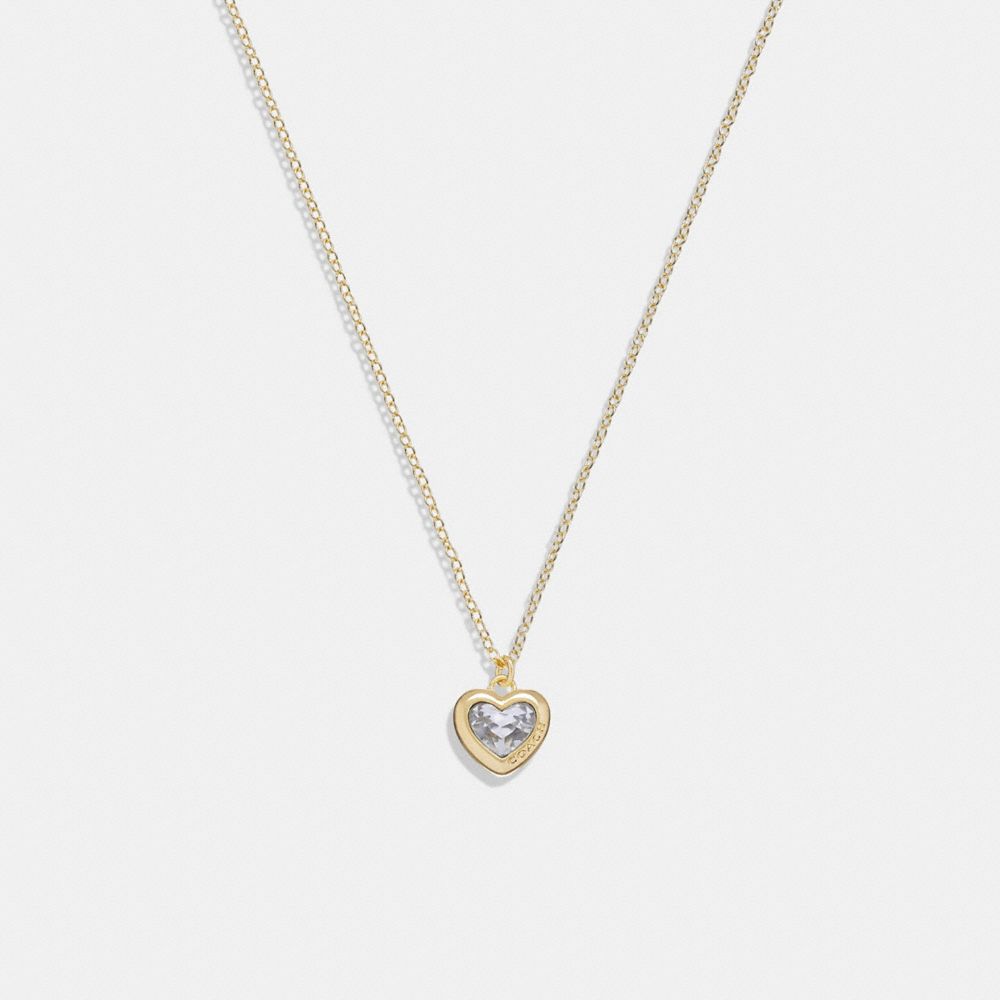 CG191 - Heart Pendant Necklace Gold/Clear