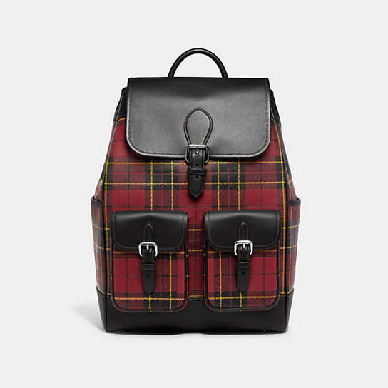 CG207 - Frankie Backpack With Plaid Print Cherry Multi