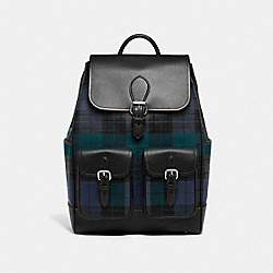 COACH CG207 Frankie Backpack With Plaid Print TRUE NAVY MULTI