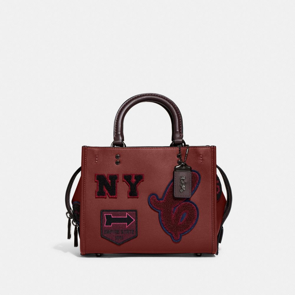 COACH CG214 Rogue 25 With Varsity Patches PEWTER/CARDINAL