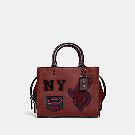 COACH CG214 Rogue 25 With Varsity Patches Pewter/Cardinal