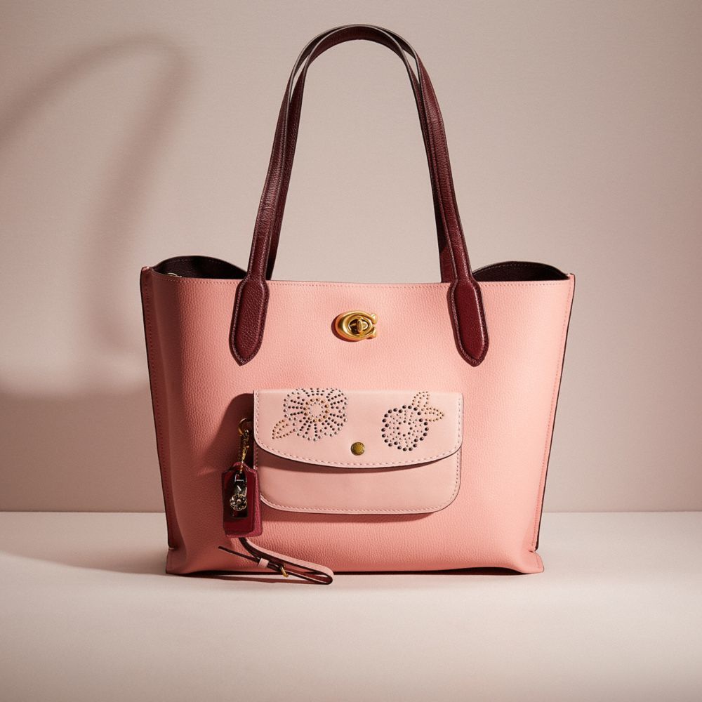 CG392 - Upcrafted Willow Tote In Colorblock With Signature Canvas Interior Brass/Candy Pink Multi