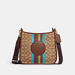 Dempsey File Bag In Signature Jacquard With Stripe And Coach Patch - CG505 - Gold/Khaki/Redwood Multi
