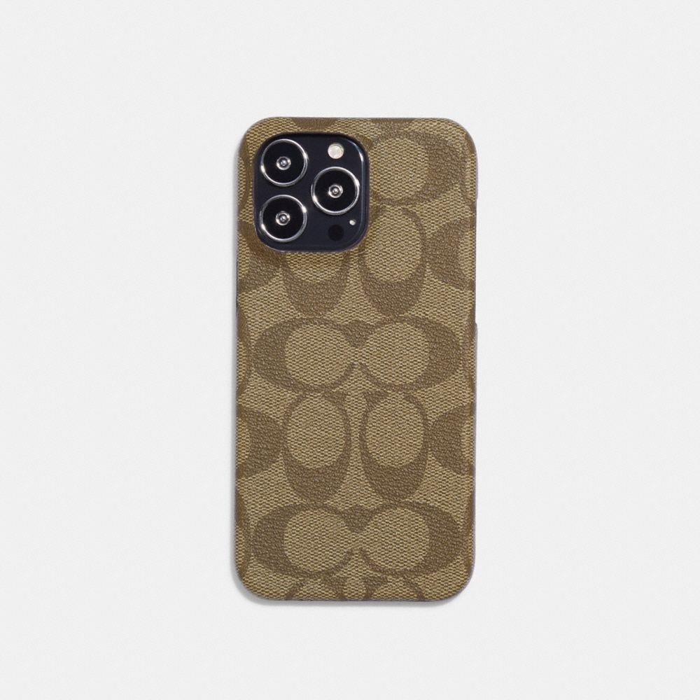 COACH CG511 Iphone 14 Pro Max Case In Signature Canvas KHAKI