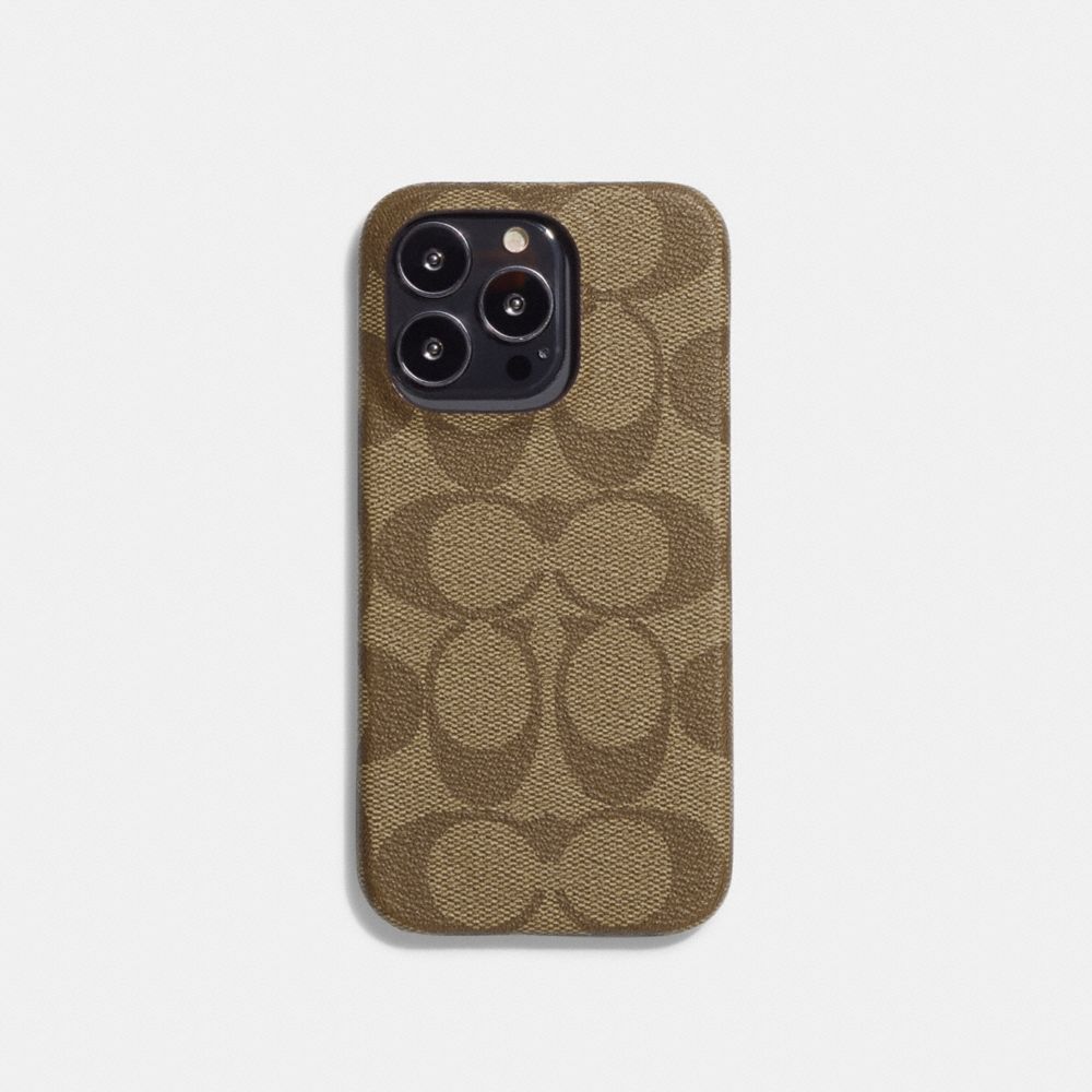 COACH CG512 Iphone 14 Pro Case In Signature Canvas KHAKI