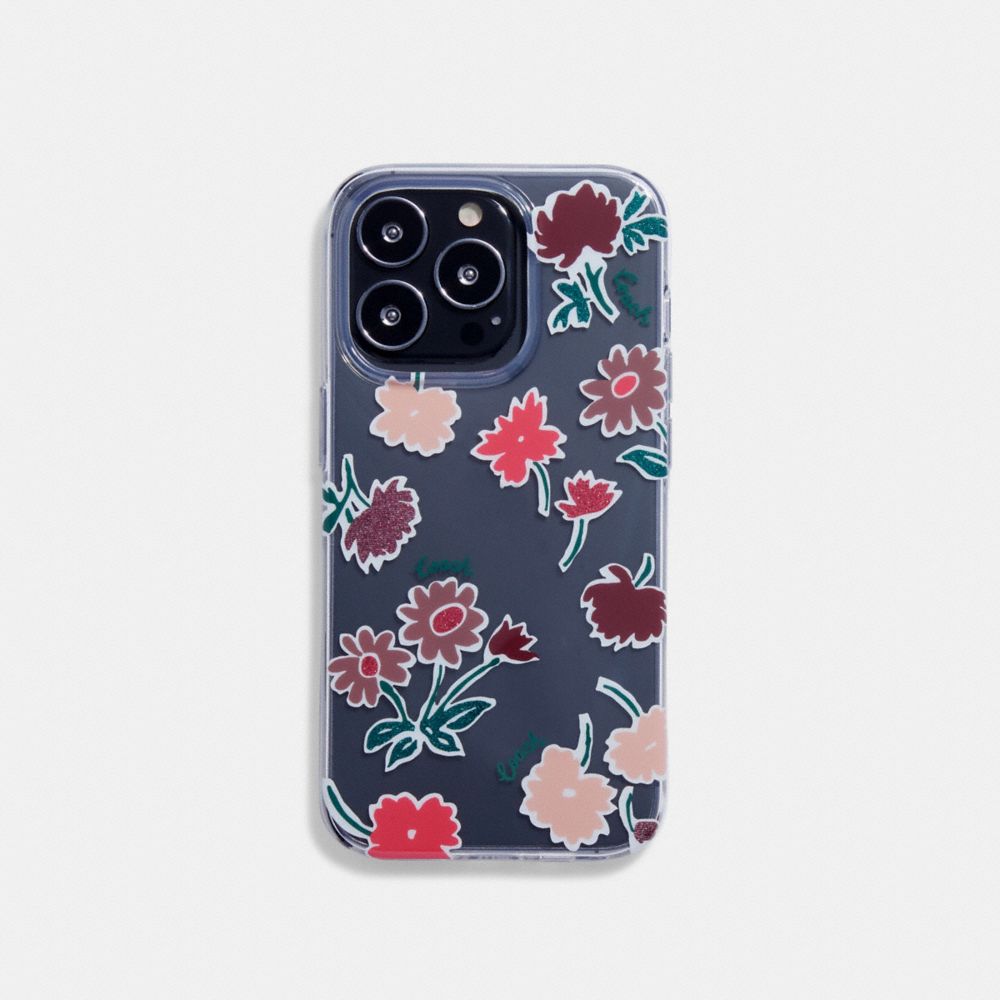 COACH Cg522 - IPHONE 14 PRO CASE WITH WINTER BLOSSOM PRINT - CLEAR/PINK ...