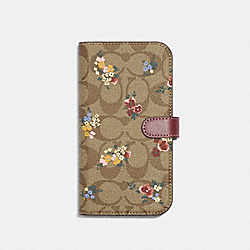 Iphone 14 Pro Max Folio In Signature Canvas With Wilflower Print - CG529 - Khaki Multi