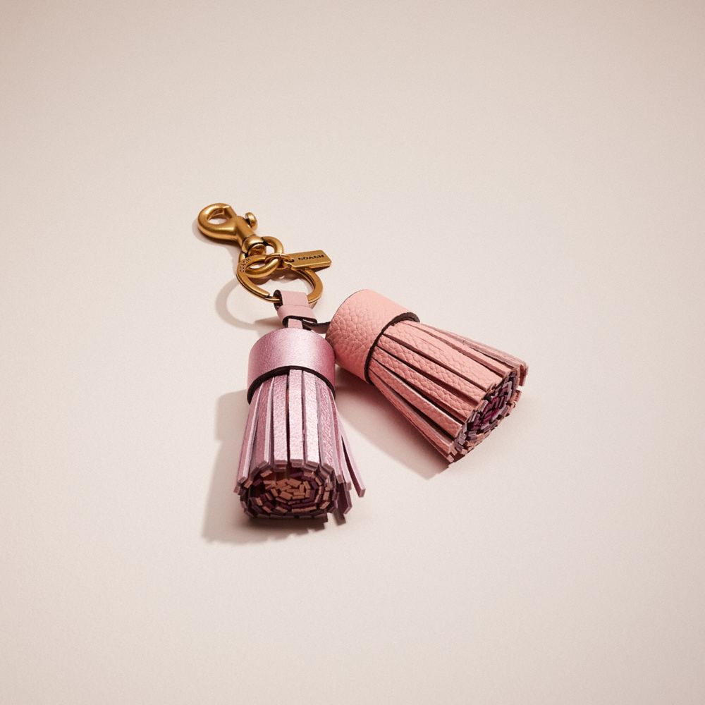 CG622 - Remade Colorblock Tassel Bag Charm Pink Metallic