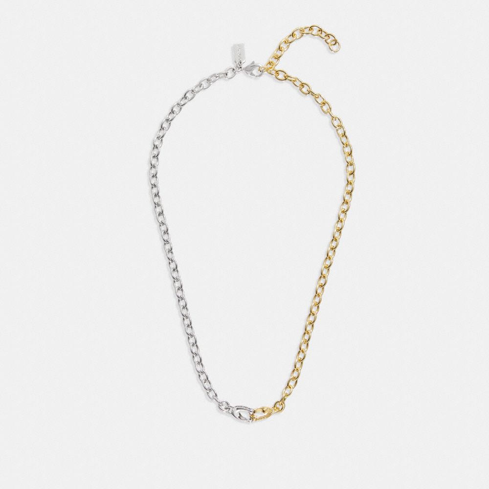 CG659 - Interlocking Signature Chain Necklace Silver/Gold