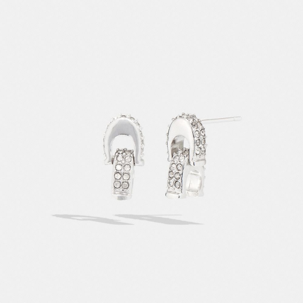 CG679 - Pavé Signature Single Drop Earrings Silver & clear