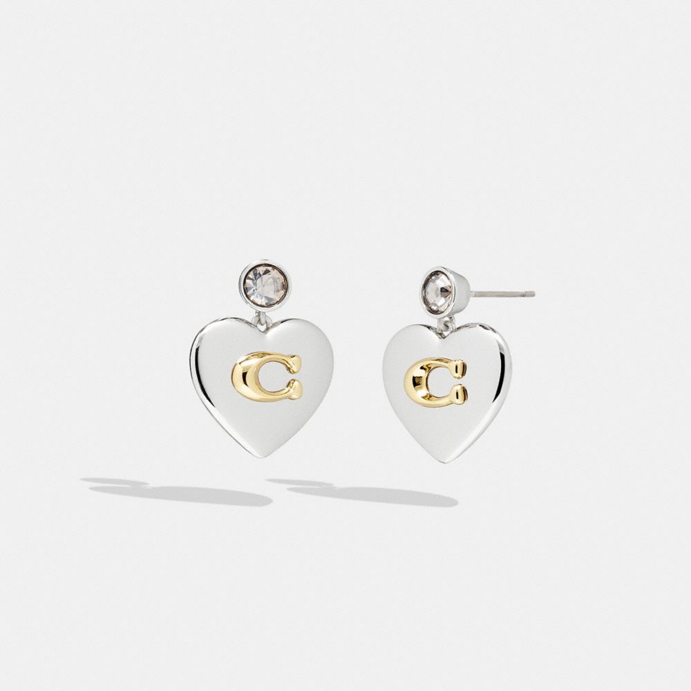 CG683 - Signature Heart Drop Earrings Silver