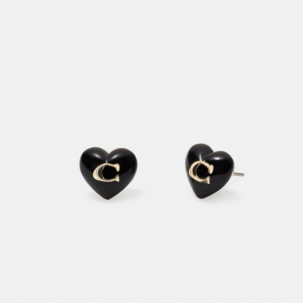 CG759 - Signature Heart Stud Earrings Black
