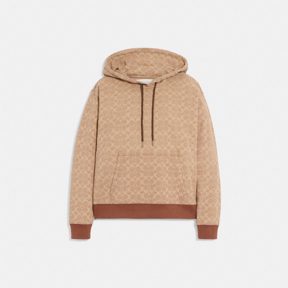 COACH CG760 Signature Shrunken Hoodie Tan Signature