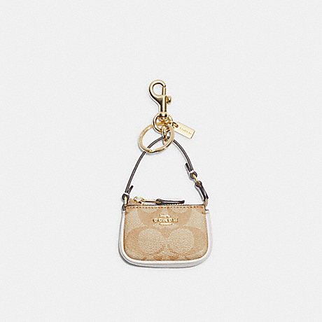 COACH CG761 Mini Nolita Bag Charm In Signature Canvas Gold/Light-Khaki-Chalk