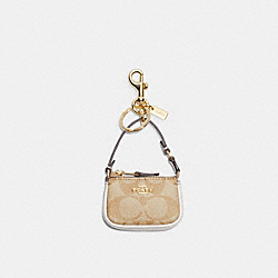 Mini Nolita Bag Charm In Signature Canvas - CG761 - Gold/Light Khaki Chalk
