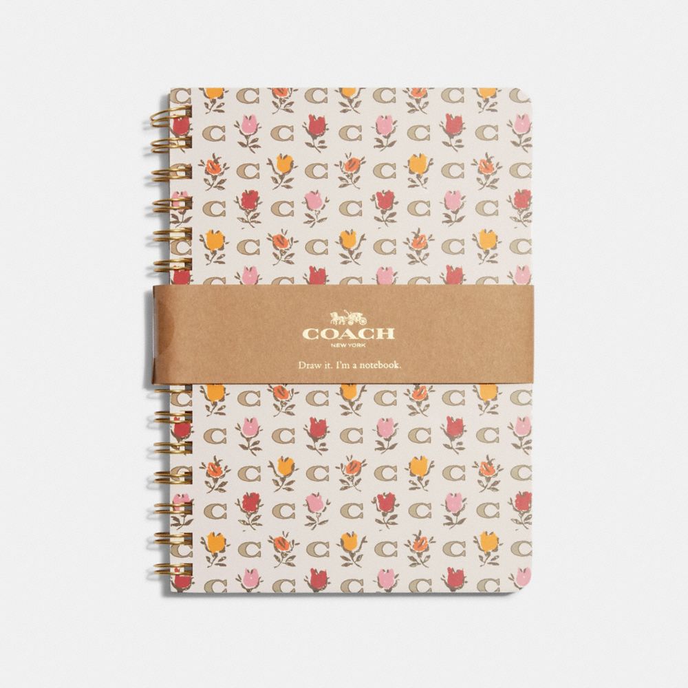 COACH CG764 Notebook With Badlands Floral Print Chalk Multi