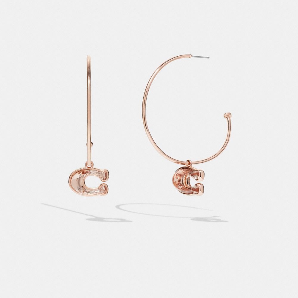 CG767 - Faceted Crystal Signature Hoop Earrings Pink