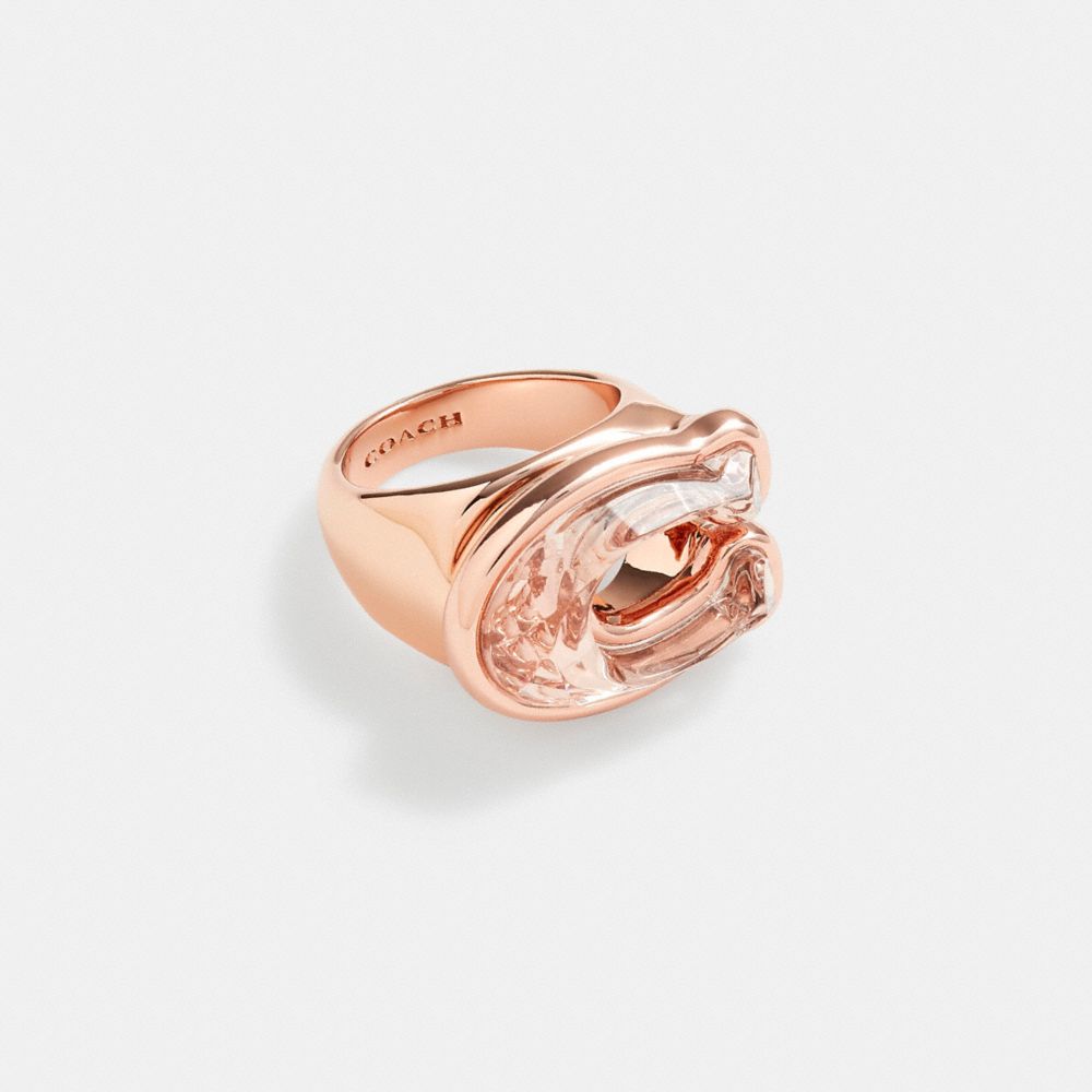 CG768 - Faceted Crystal Signature Ring Pink