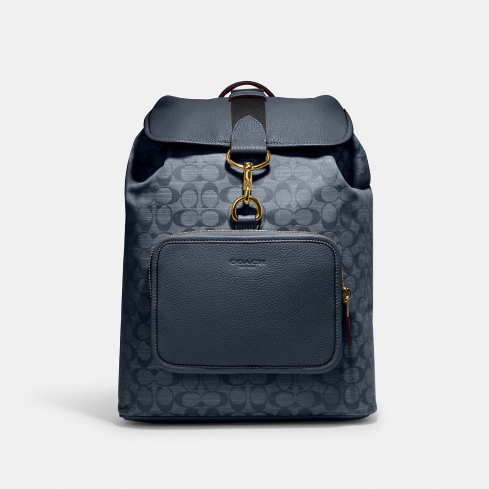 Sullivan Backpack In Signature Chambray - CG775 - Brass/Denim