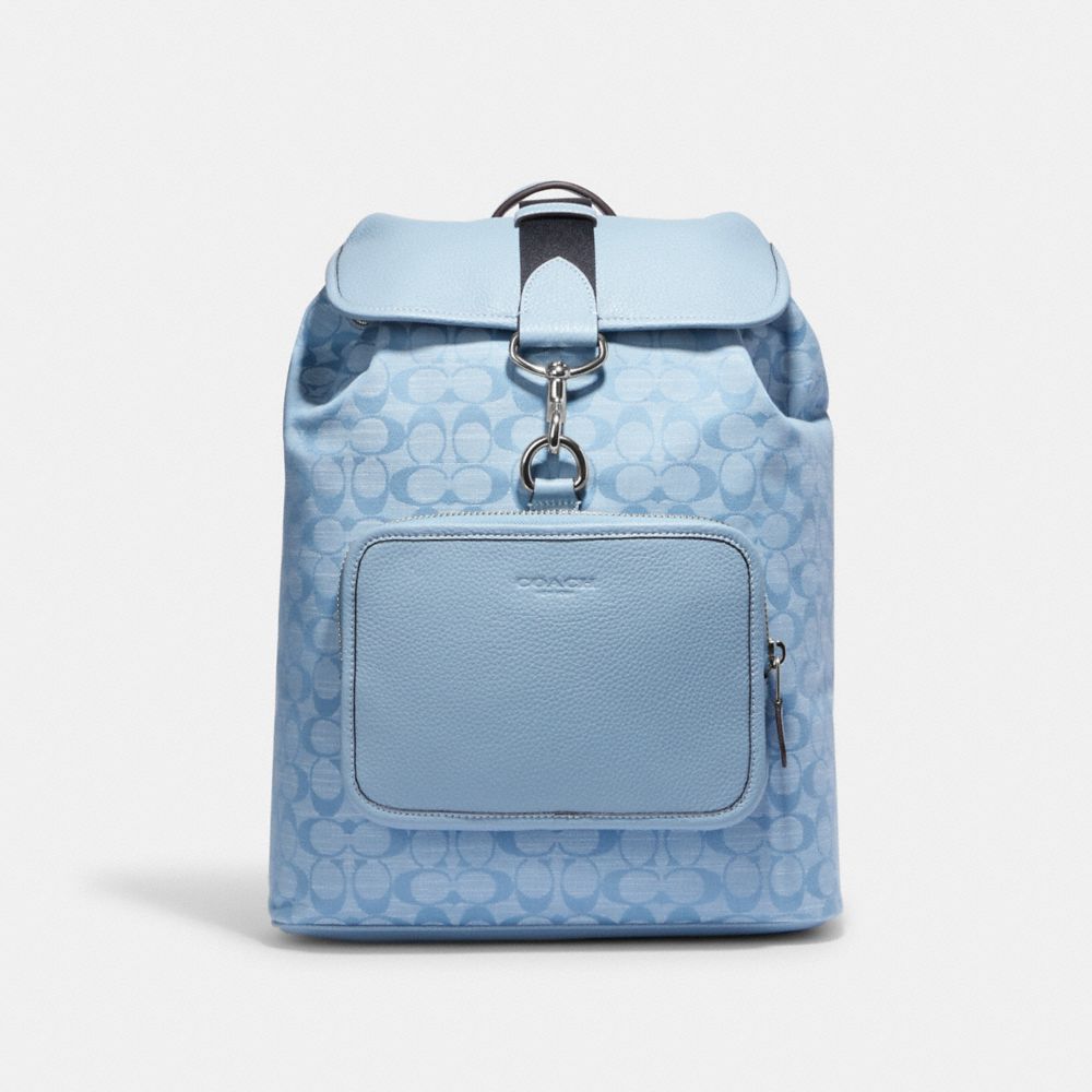 COACH CG775 Sullivan Backpack In Signature Chambray Silver/Light Blue