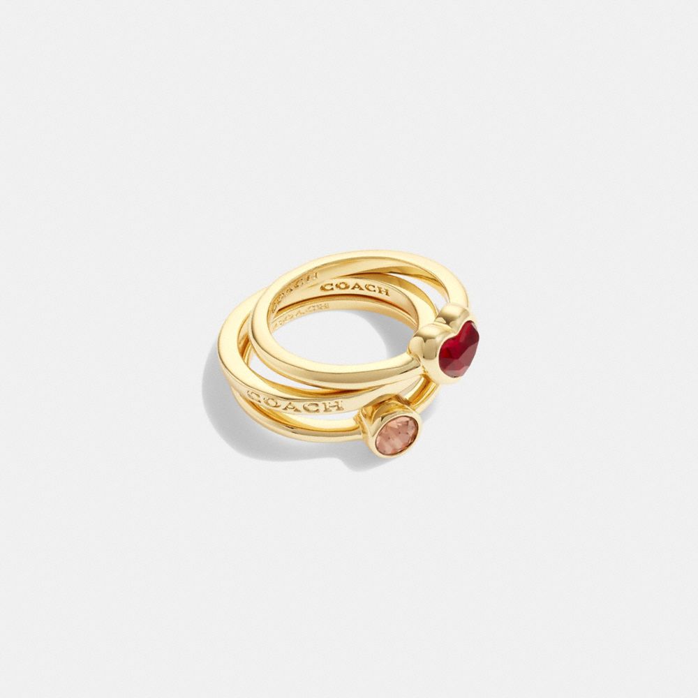 CG792 - Heart Ring Set Gold/Red