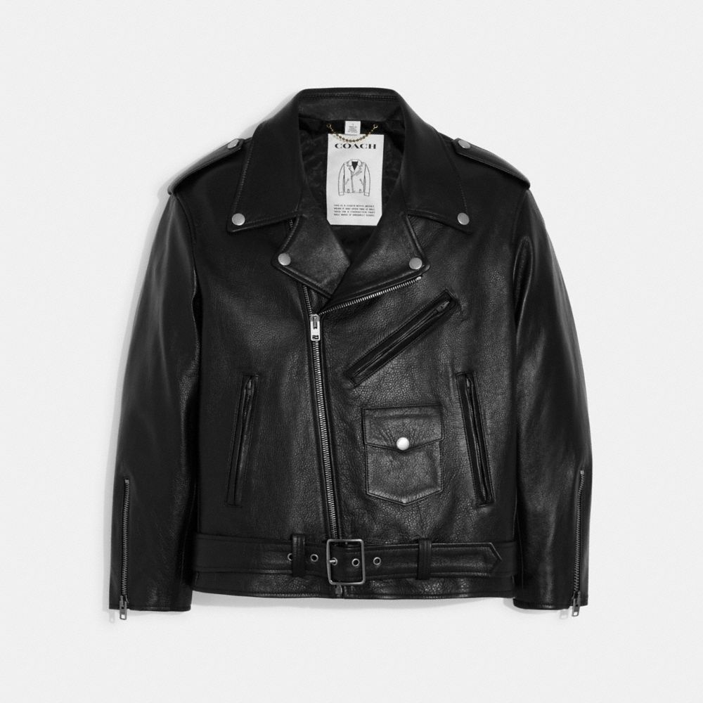 CG797 - Oversized Leather Biker Jacket Black