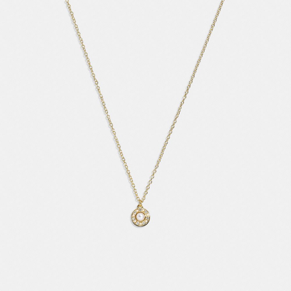 CG809 - Halo Pavé Pearl Pendant Necklace Gold