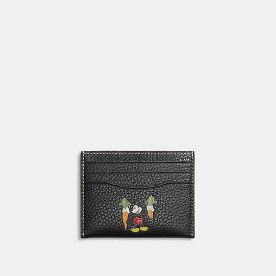 CG971 - Disney X Coach Card Case In Regenerative Leather Black