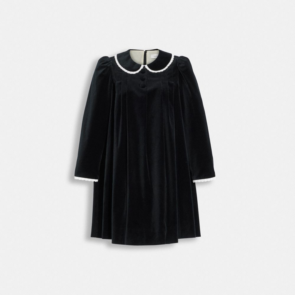 COACH CG987 Velvet Pleated Dress Black