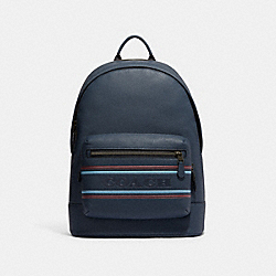 West Backpack With Coach Stripe - CG995 - Gunmetal/Denim Multi