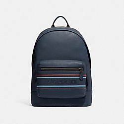 COACH CG995 West Backpack With Coach Stripe GUNMETAL/DENIM MULTI