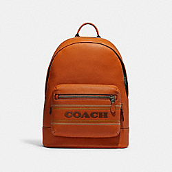 COACH CG995 West Backpack With Coach Stripe BLACK ANTIQUE NICKEL/CANYON MULTI