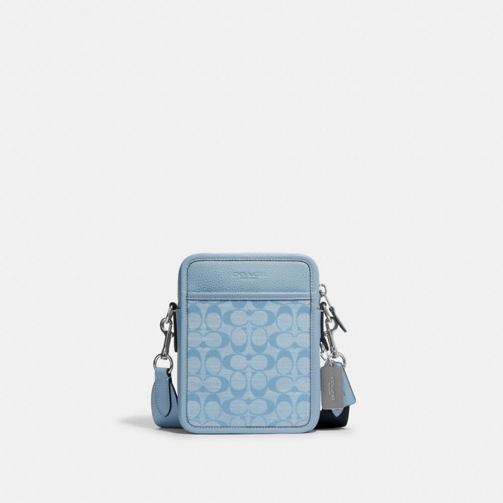 COACH CG996 Sullivan Crossbody In Signature Chambray SILVER/LIGHT BLUE